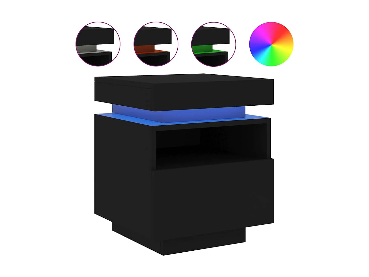 Nachttisch mit LED-Leuchten Schwarz 40x39x48,5 cm