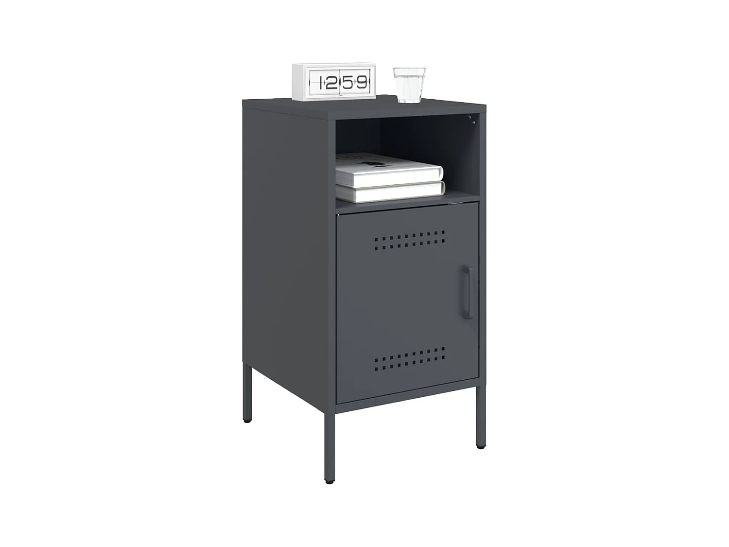 Table de chevet anthracite 36x39x68 cm acier