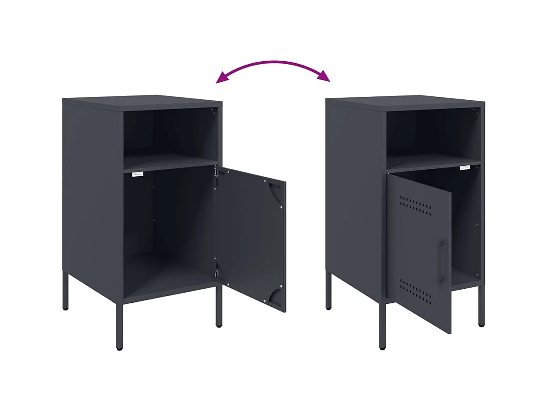 Table de chevet anthracite 36x39x68 cm acier