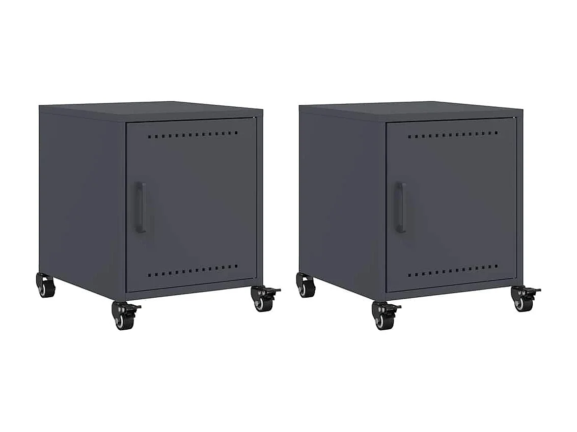 Tables de chevet 2 pcs anthracite 36x39x43,5 cm acier