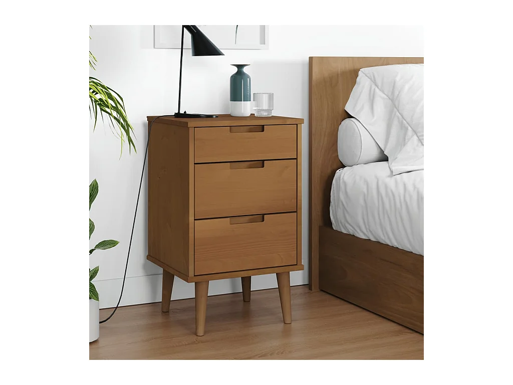 Table de chevet MOLDE Marron 40x35x65 cm Bois de pin solide