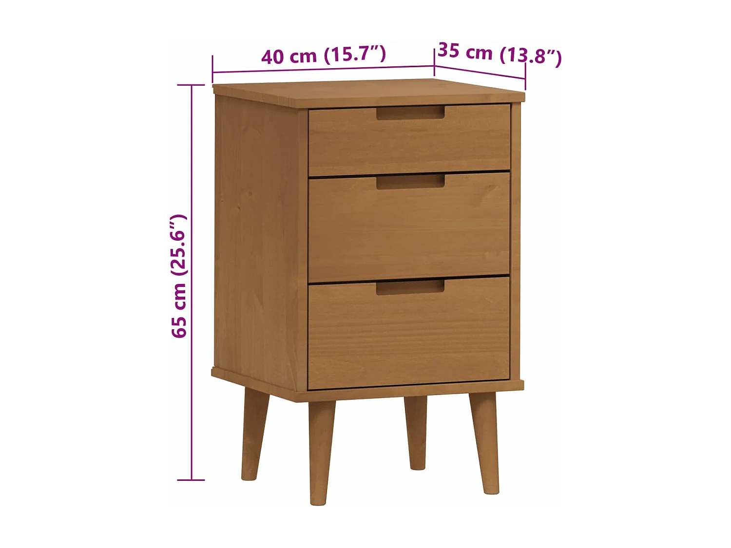 Nachtkastje MOLDE 40x35x65 cm massief grenenhout bruin