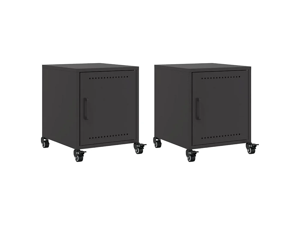 Tables de chevet 2 pcs noir 36x39x43,5 cm acier