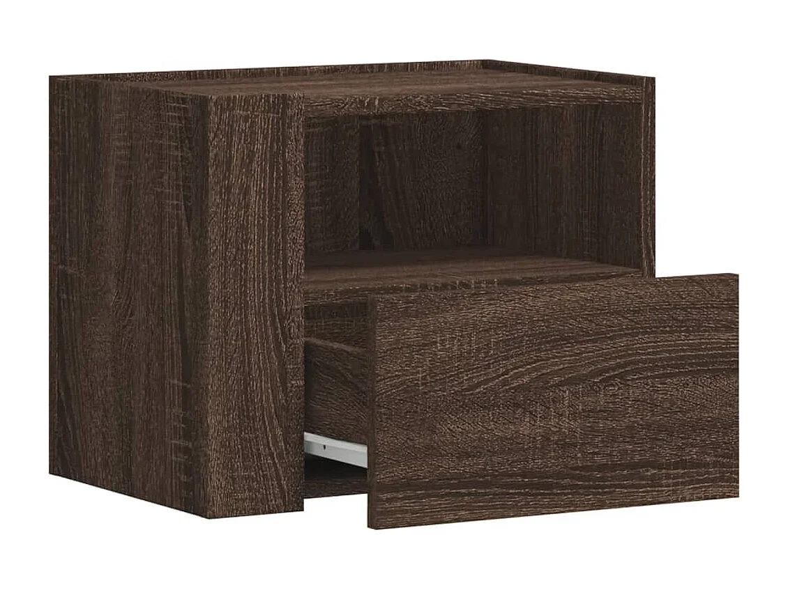 Table de chevet murale chêne marron 45x30x35 cm