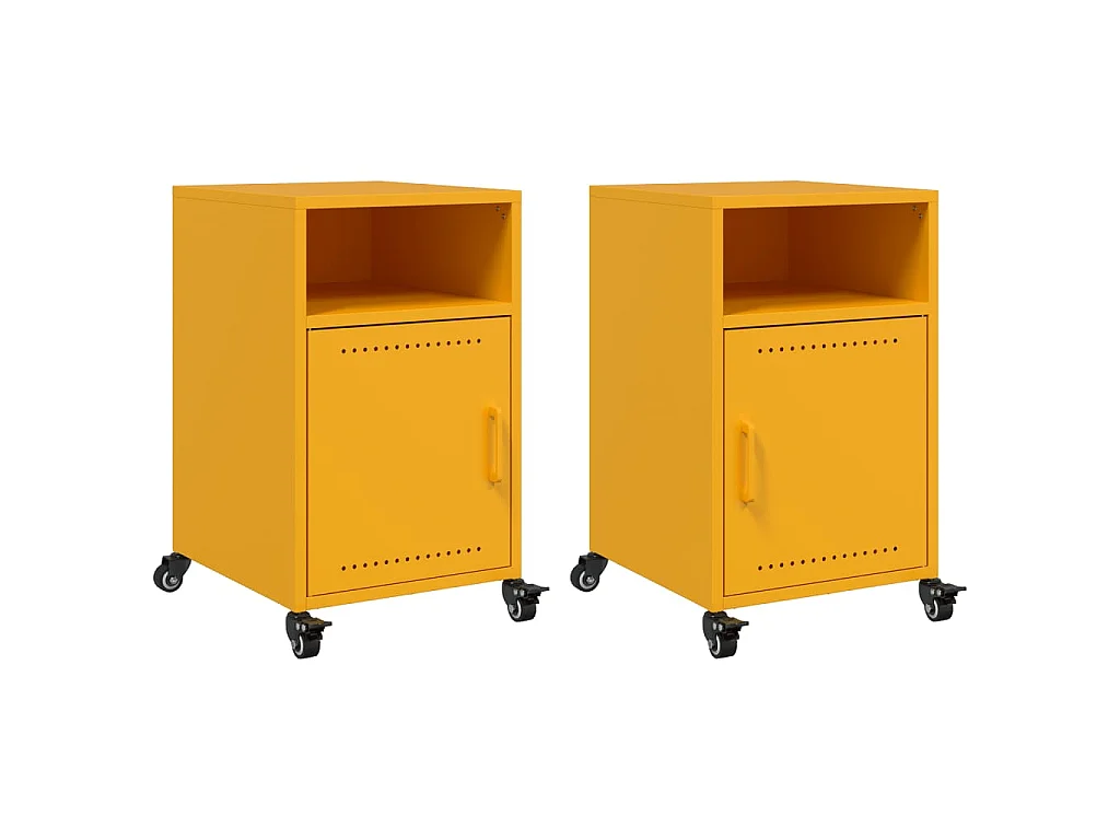 Tables de chevet 2 pcs jaune moutarde 36x39x59 cm acier