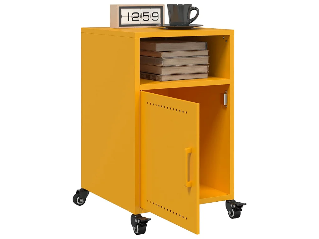 Tables de chevet 2 pcs jaune moutarde 36x39x59 cm acier