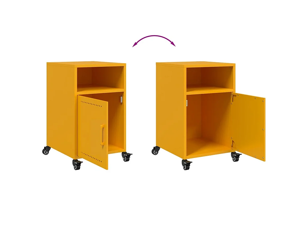 Tables de chevet 2 pcs jaune moutarde 36x39x59 cm acier