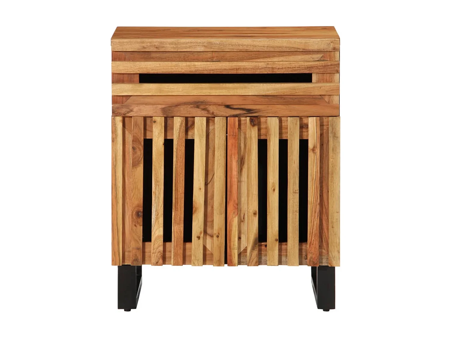 Comodino Marrone 50x34x60 cm in Legno Massello di Mango