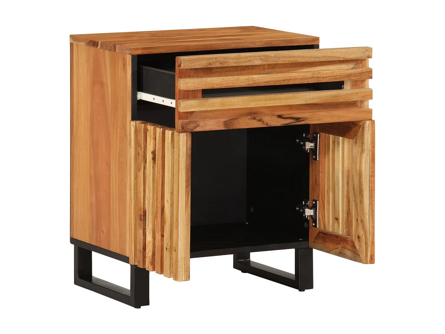 Comodino Marrone 50x34x60 cm in Legno Massello di Mango