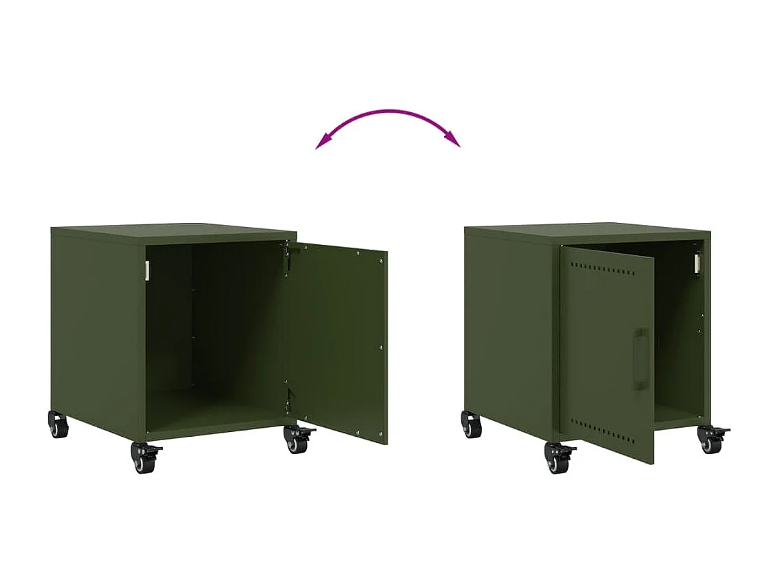 Table de chevet vert olive 36x39x43,5 cm acier