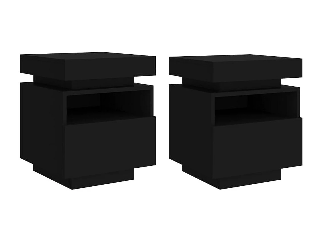 Nachttische mit LED-Leuchten 2 Stk. Schwarz 40x39x48,5 cm