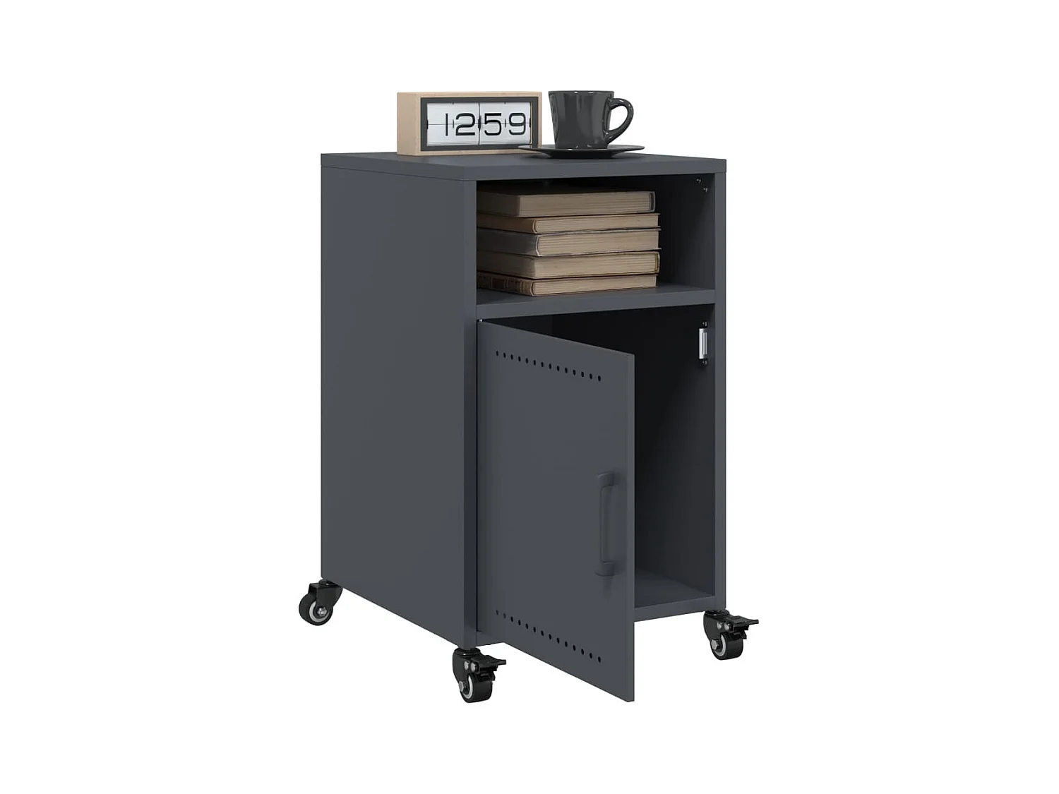 Table de chevet anthracite 36x39x59 cm acier