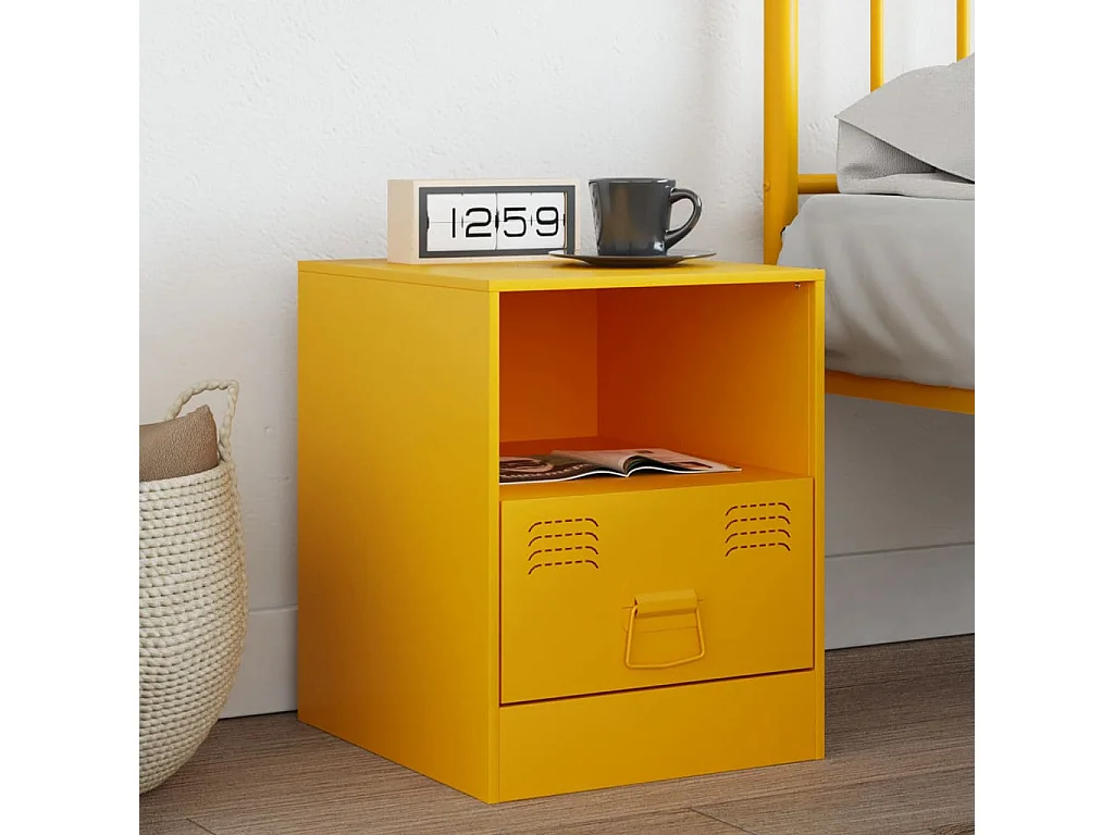 Mesa de cabeceira 34,5x39x44 cm aço amarelo mostarda
