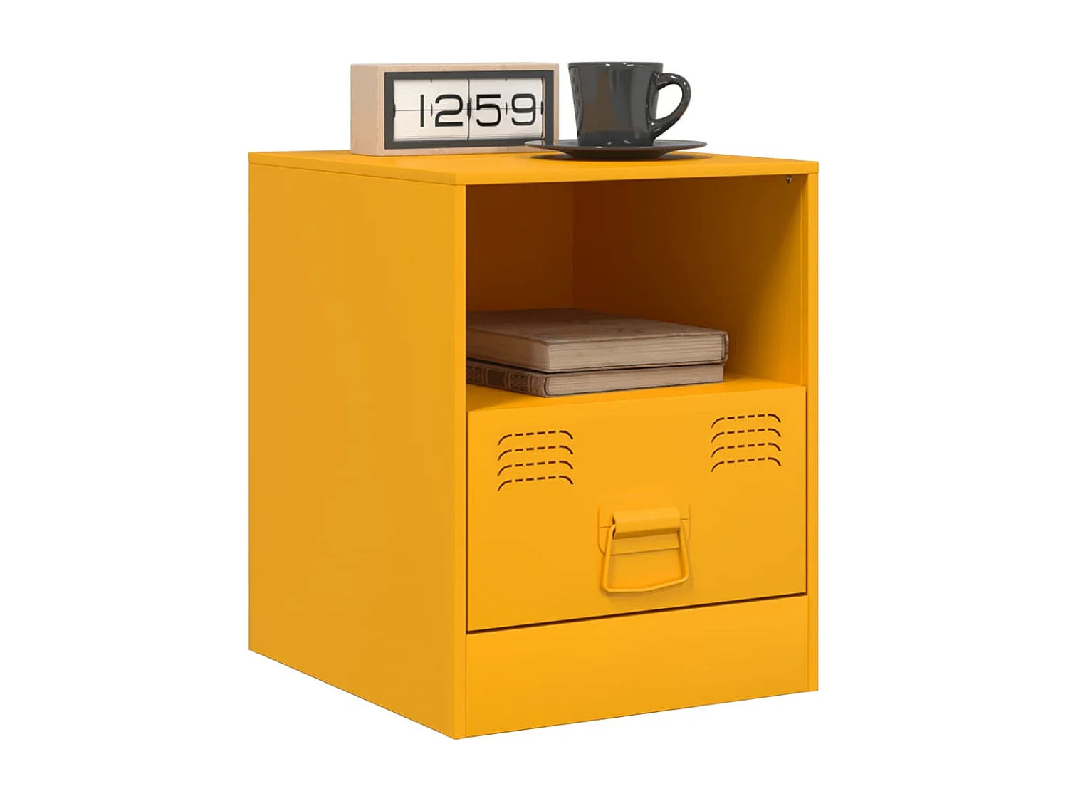 Mesa de cabeceira 34,5x39x44 cm aço amarelo mostarda