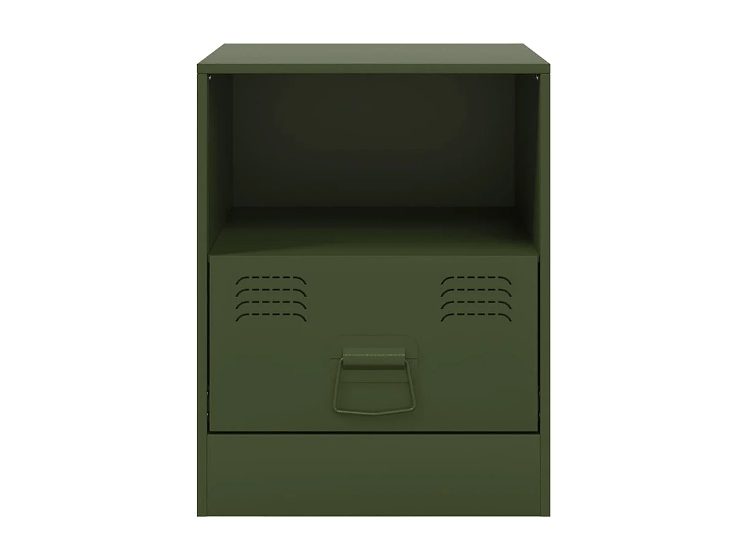 Table de chevet vert olive 34,5x39x44 cm acier