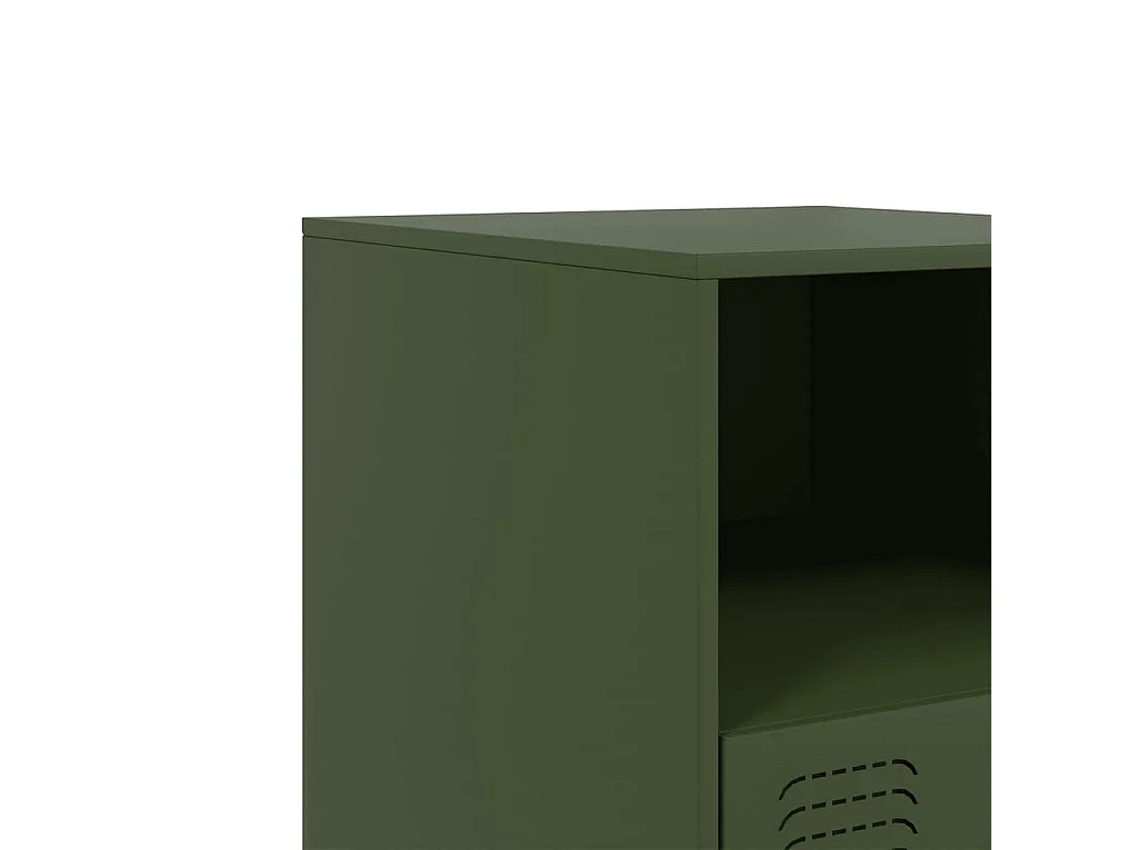 Table de chevet vert olive 34,5x39x44 cm acier