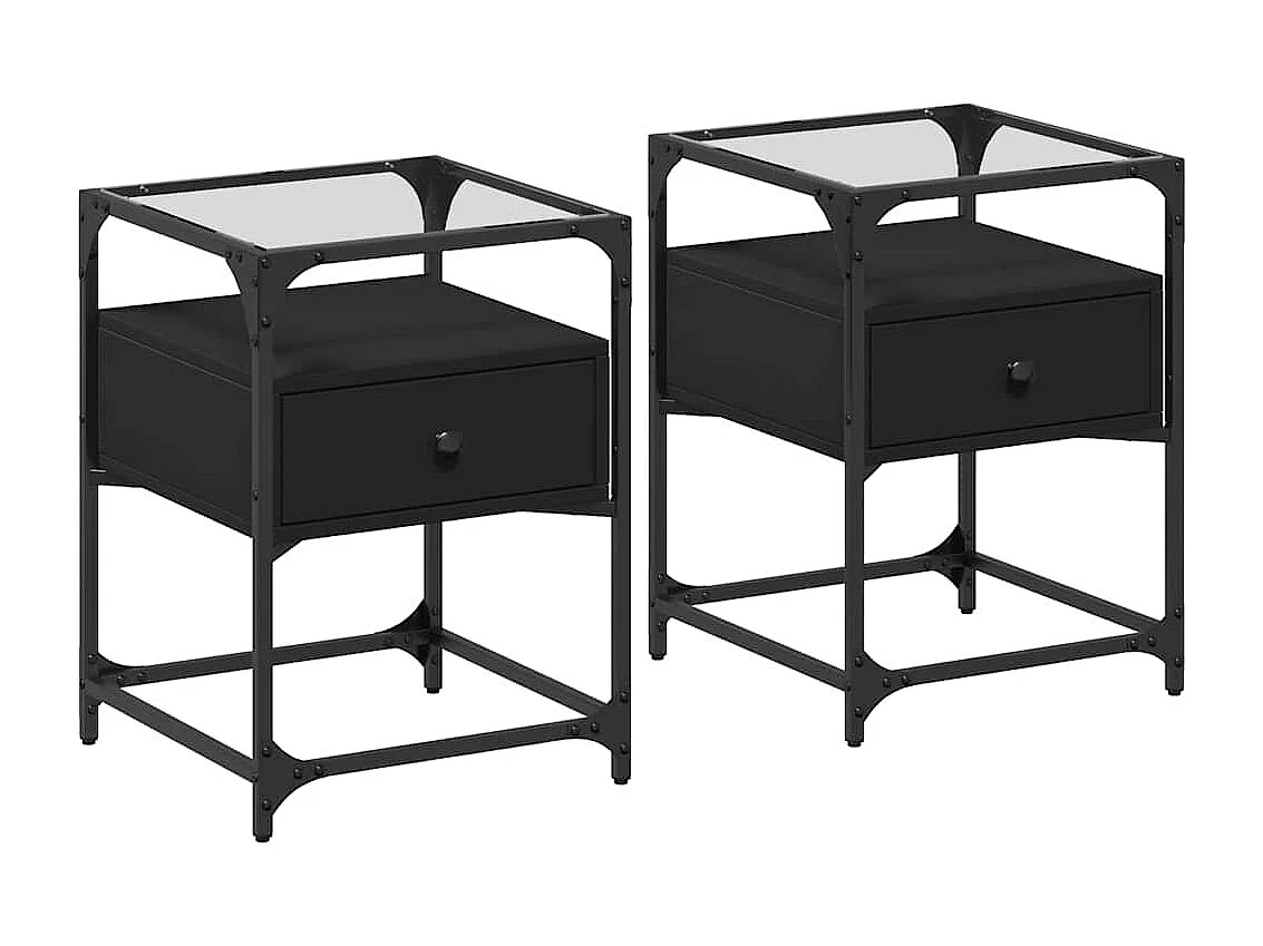 Comodini 2 pz Neri 40x40x55 cm in Legno Multistrato