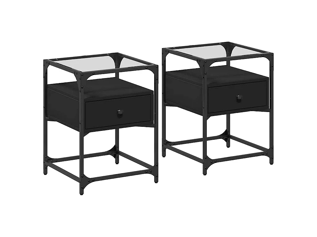 Tables de chevet 2 pcs noir 40x40x55 cm bois d’ingénierie