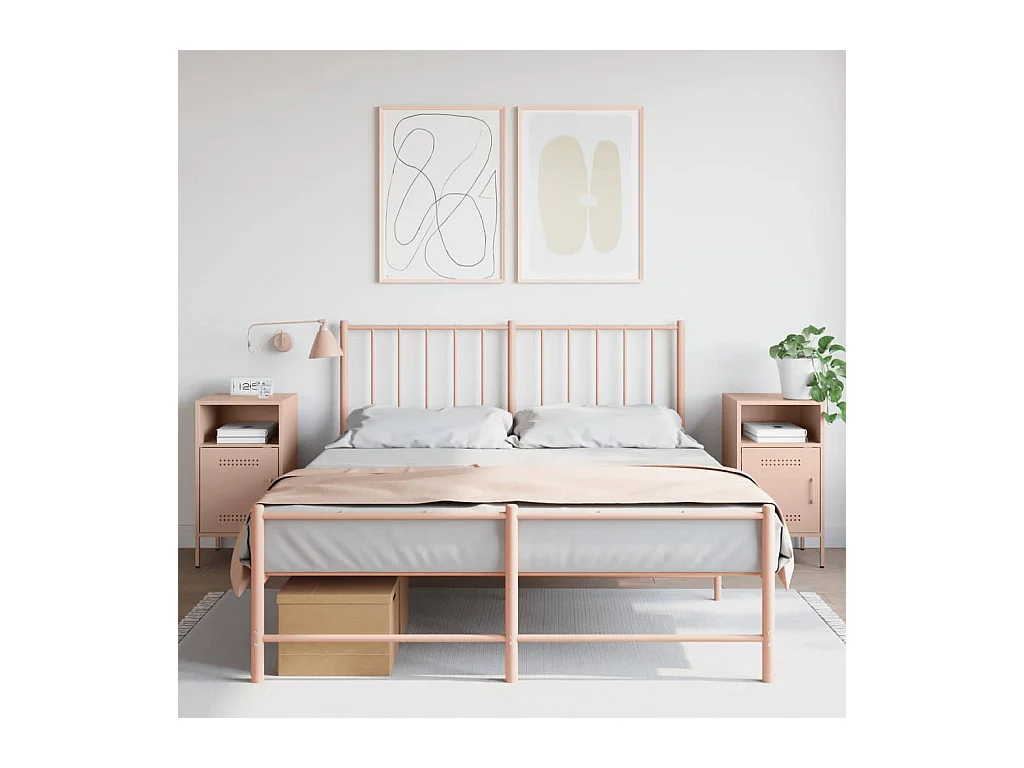 Tables de chevet 2 pcs rose 36x39x68 cm acier