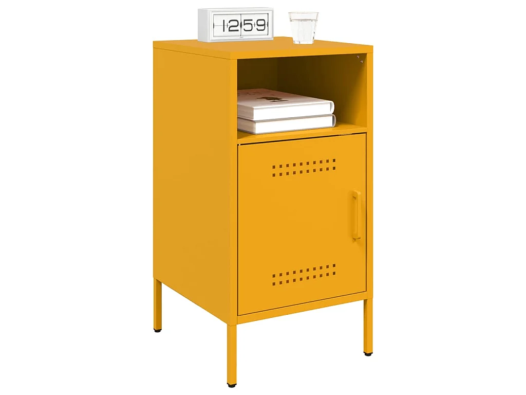 Tables de chevet 2 pcs jaune moutarde 36x39x68 cm acier