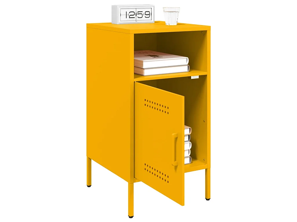 Tables de chevet 2 pcs jaune moutarde 36x39x68 cm acier