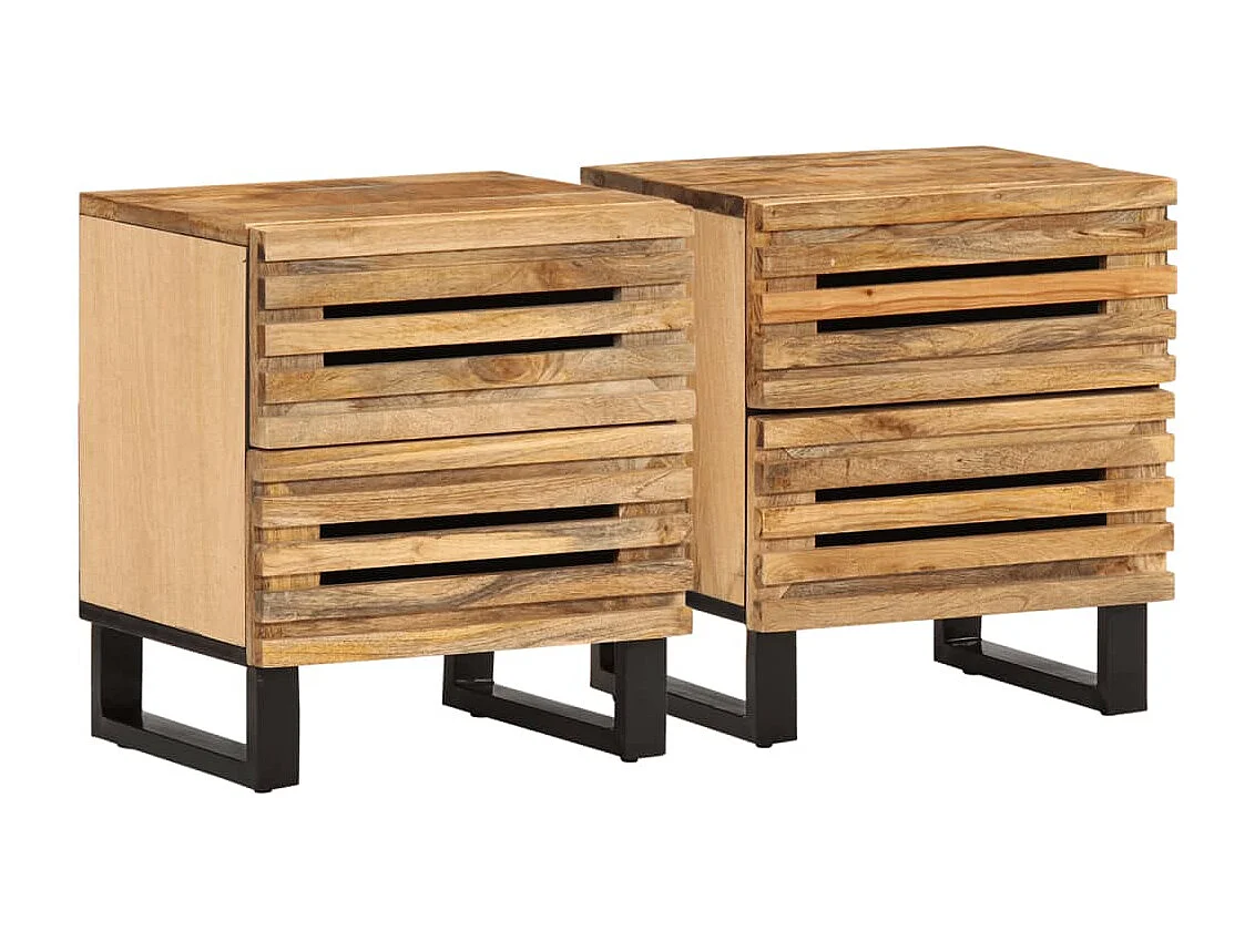 Mesas de cabeceira 2 pcs 40x34x46 cm mangueira áspera maciça