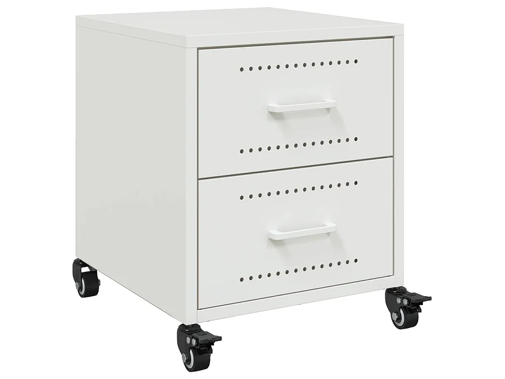 Table de chevet blanc 36x39x43,5 cm acier