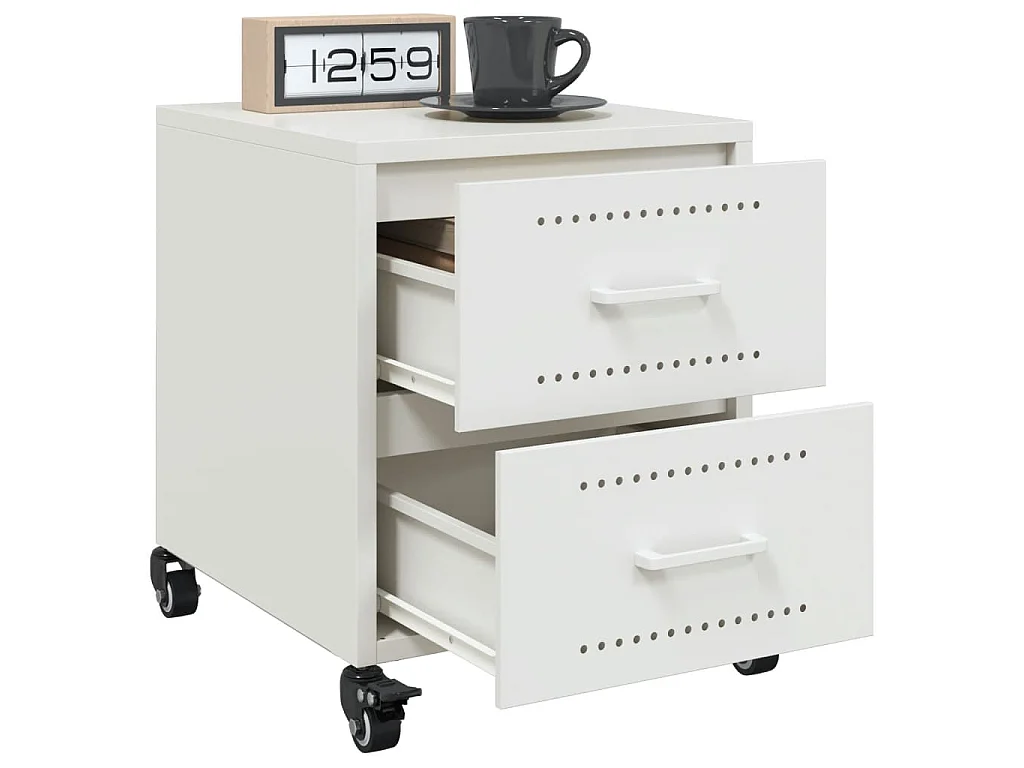 Table de chevet blanc 36x39x43,5 cm acier
