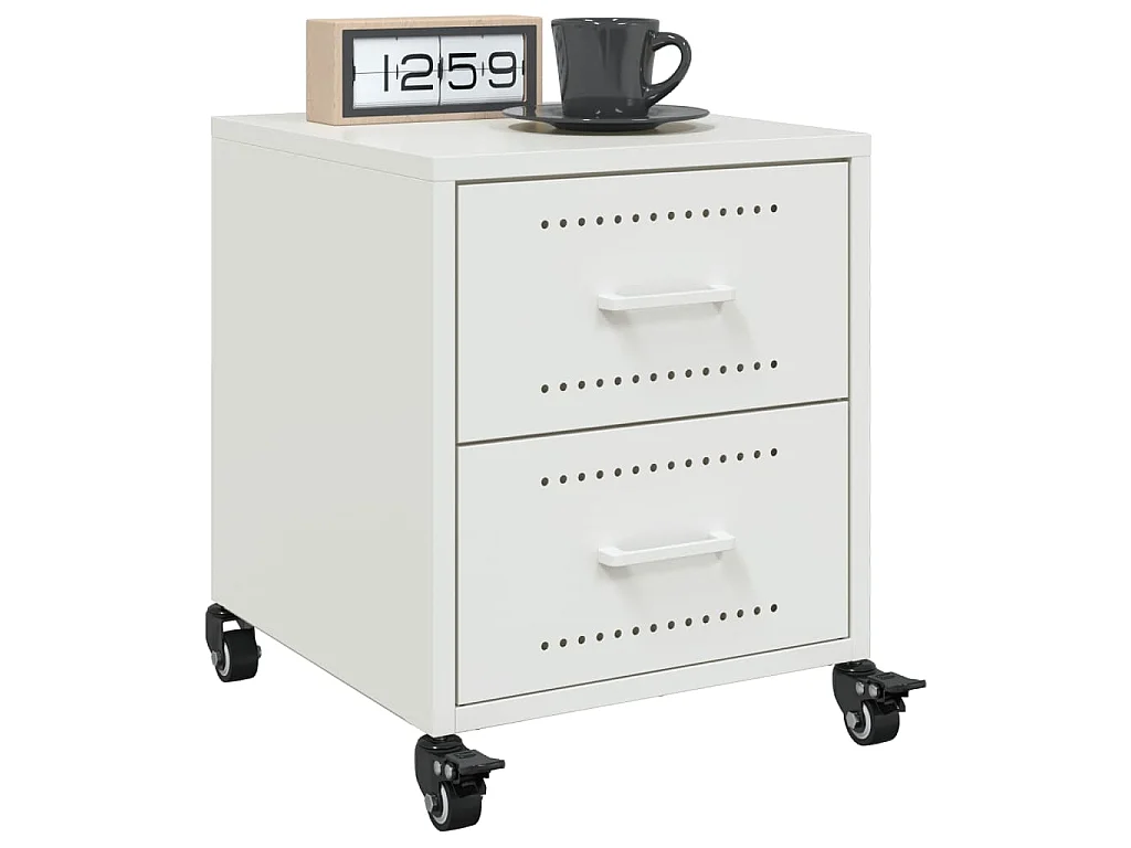 Table de chevet blanc 36x39x43,5 cm acier