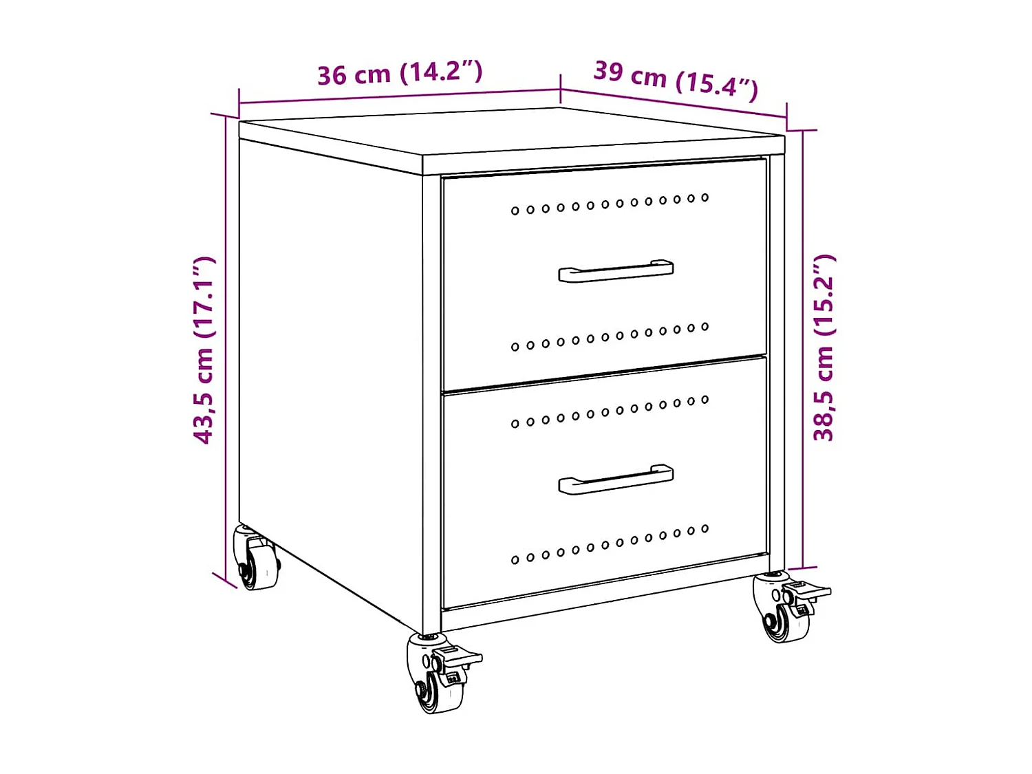 Nachttisch Anthrazit 36x39x43,5 cm Stahl