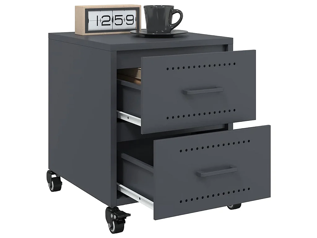 Table de chevet anthracite 36x39x43,5 cm acier