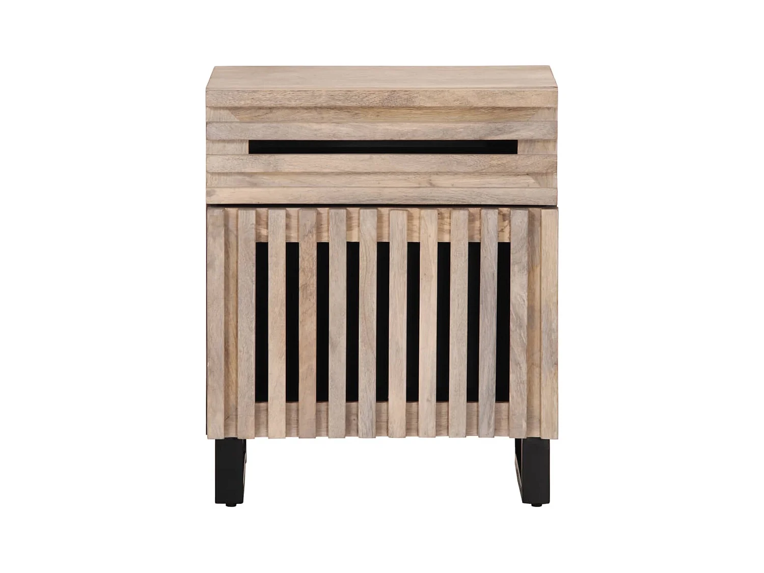 Table de chevet blanc 50x34x60 cm bois de manguier massif