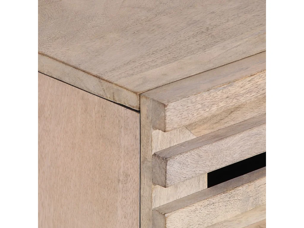 Table de chevet blanc 50x34x60 cm bois de manguier massif