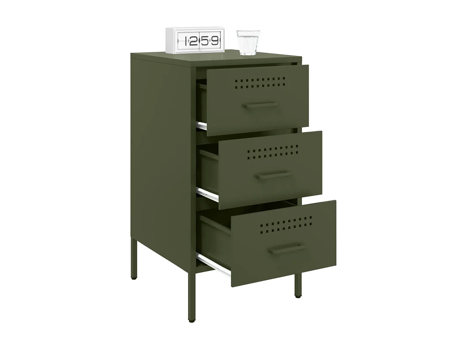 Tables de chevet 2 pcs vert olive 36x39x68 cm acier