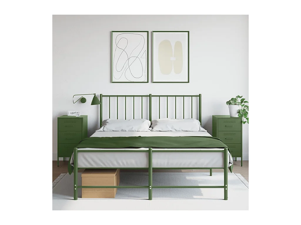 Tables de chevet 2 pcs vert olive 36x39x68 cm acier