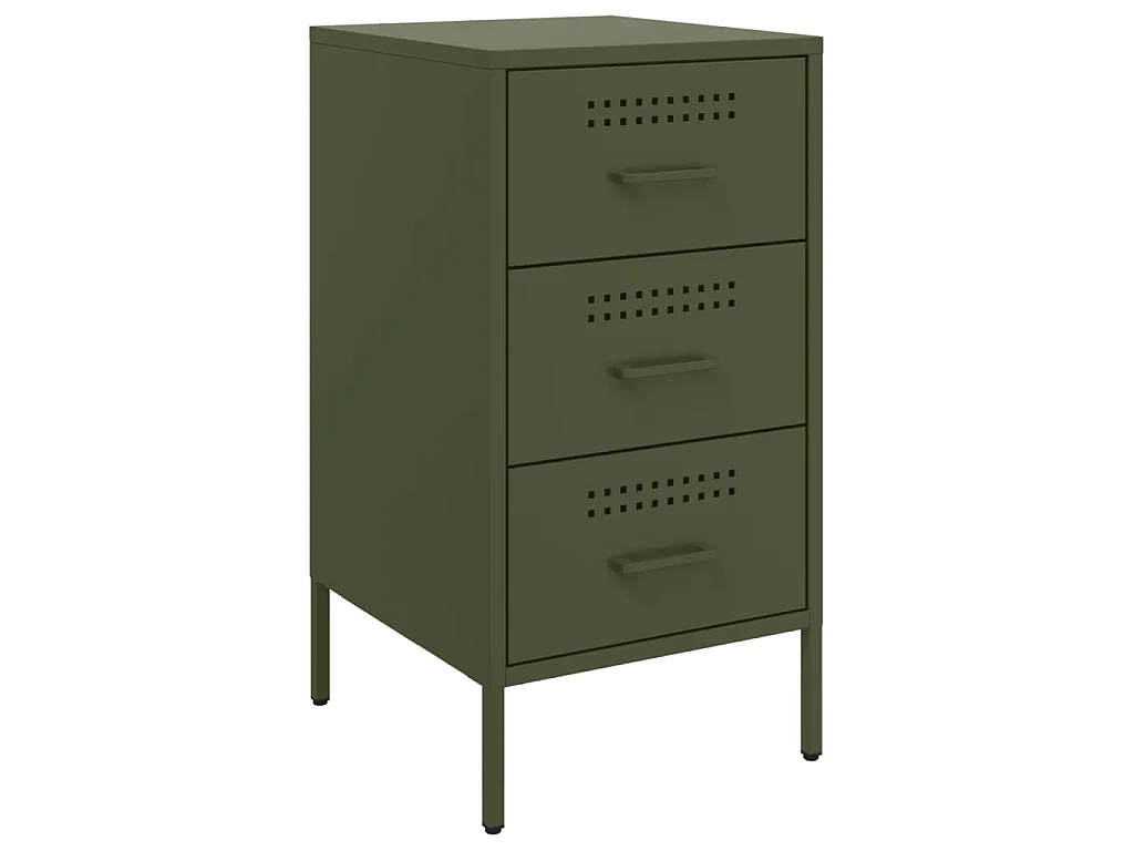 Mesas de cabeceira 2 pcs 36x39x68 cm aço verde-azeitona