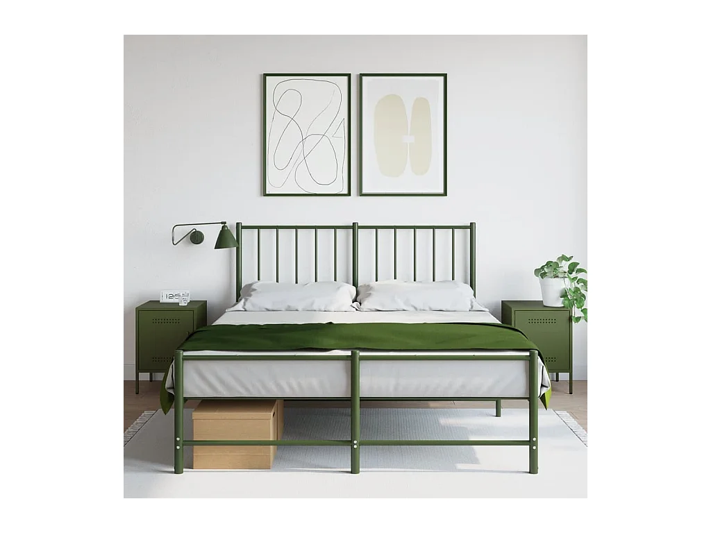 Tables de chevet 2 pcs vert olive 36x39x50,5 cm acier