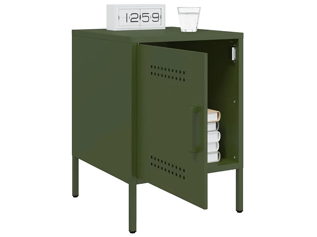 Tables de chevet 2 pcs vert olive 36x39x50,5 cm acier