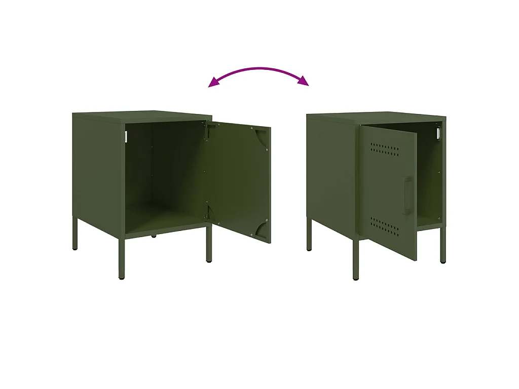 Tables de chevet 2 pcs vert olive 36x39x50,5 cm acier