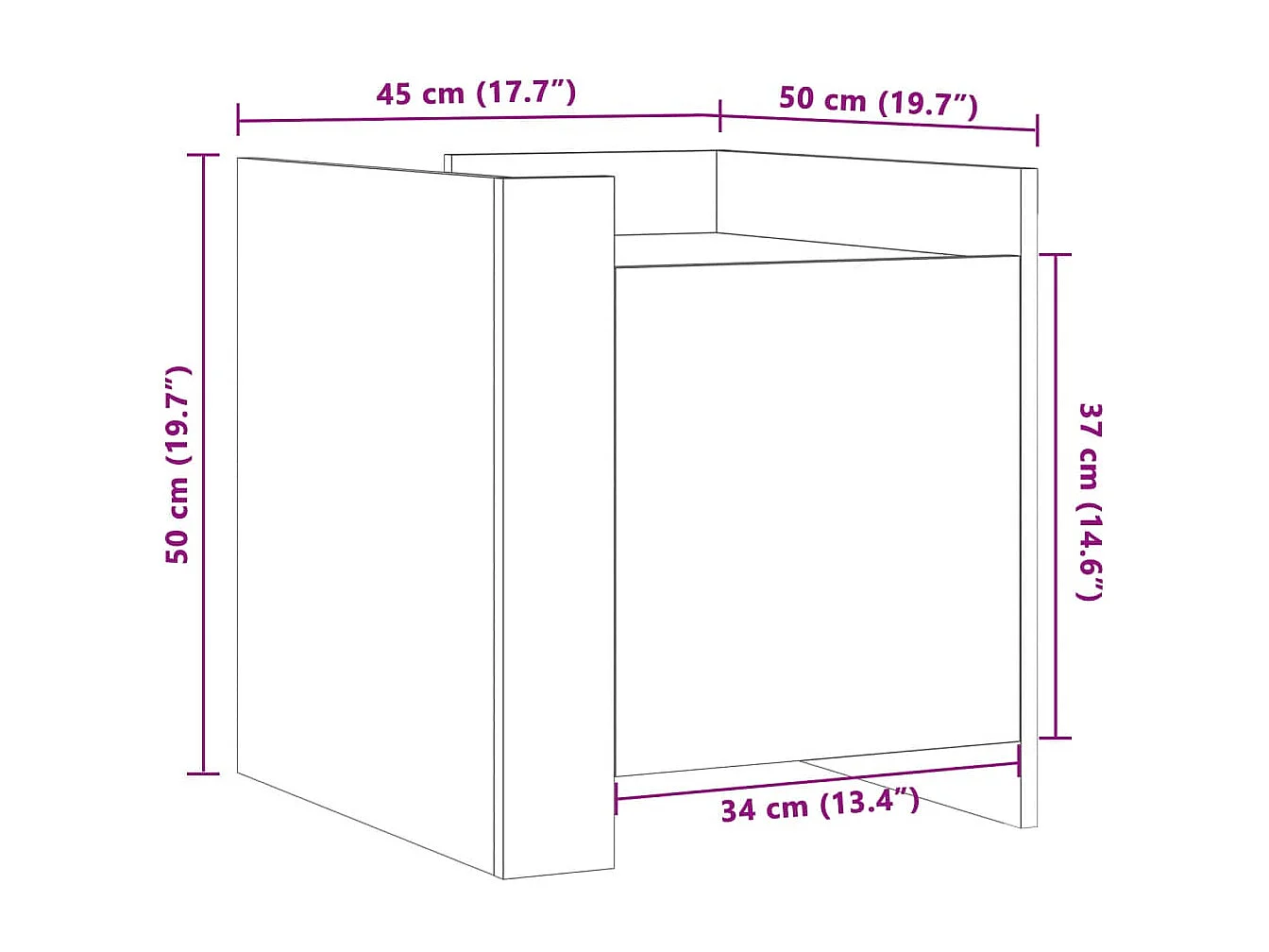 Mesita de noche madera de ingeniería roble Sonoma 45x50x50 cm