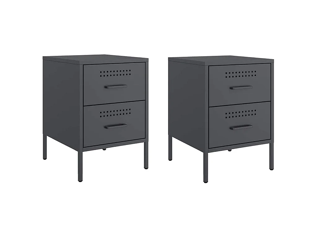 Tables de chevet 2 pcs anthracite 36x39x50,5 cm acier
