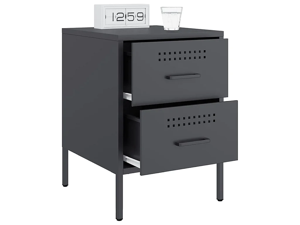 Tables de chevet 2 pcs anthracite 36x39x50,5 cm acier