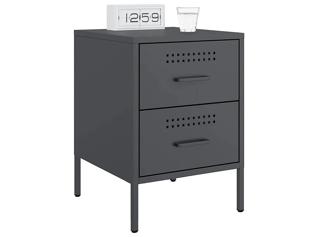 Tables de chevet 2 pcs anthracite 36x39x50,5 cm acier