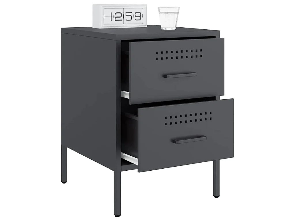 Tables de chevet 2 pcs anthracite 36x39x50,5 cm acier