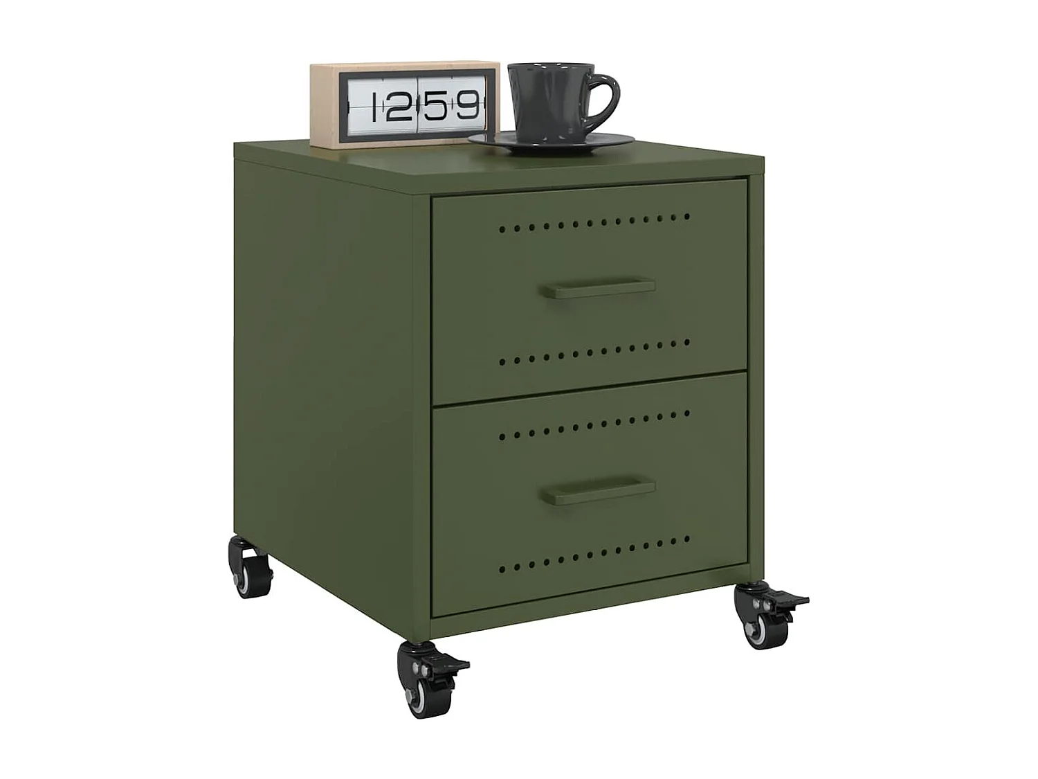 Tables de chevet 2 pcs vert olive 36x39x43,5 cm acier