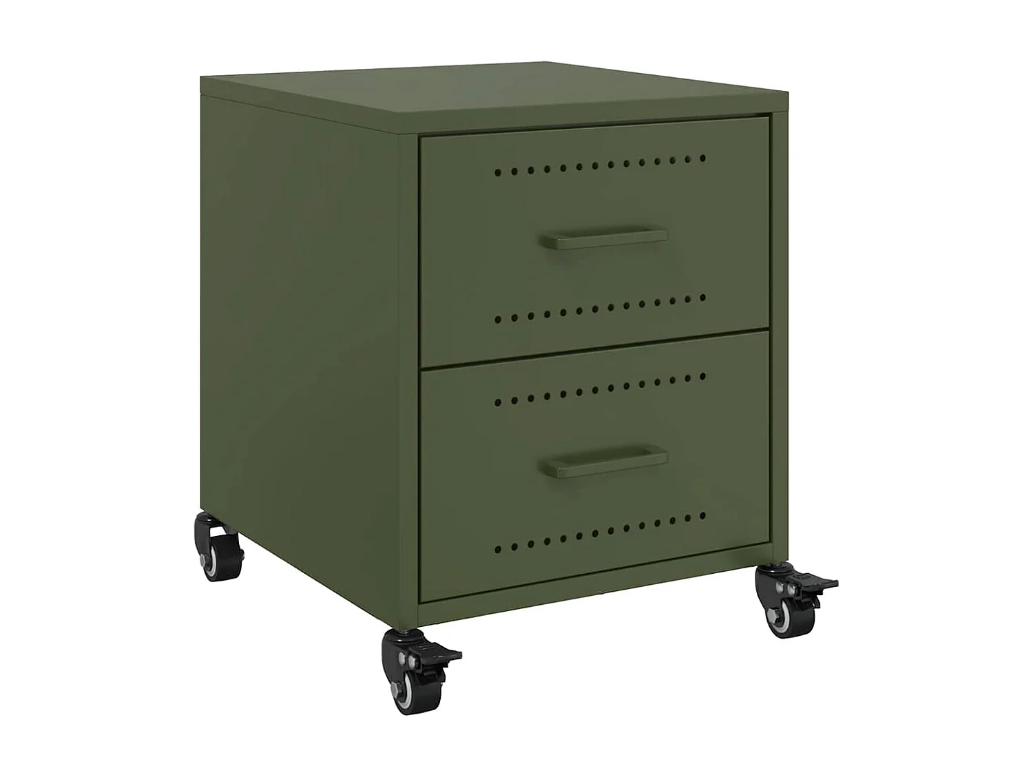 Tables de chevet 2 pcs vert olive 36x39x43,5 cm acier