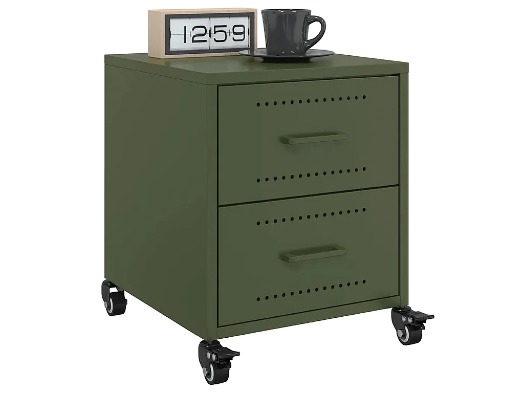Tables de chevet 2 pcs vert olive 36x39x43,5 cm acier