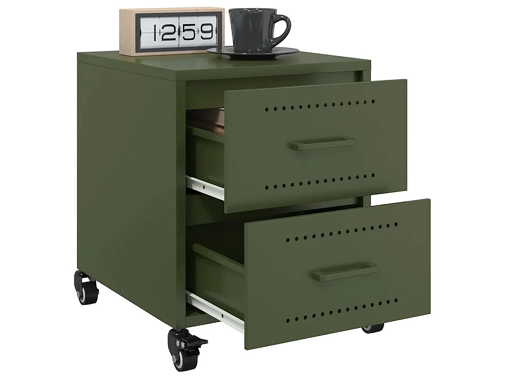 Tables de chevet 2 pcs vert olive 36x39x43,5 cm acier