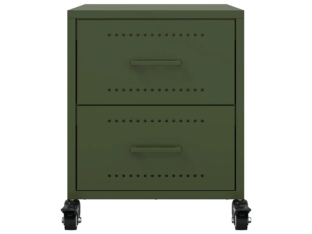 Tables de chevet 2 pcs vert olive 36x39x43,5 cm acier