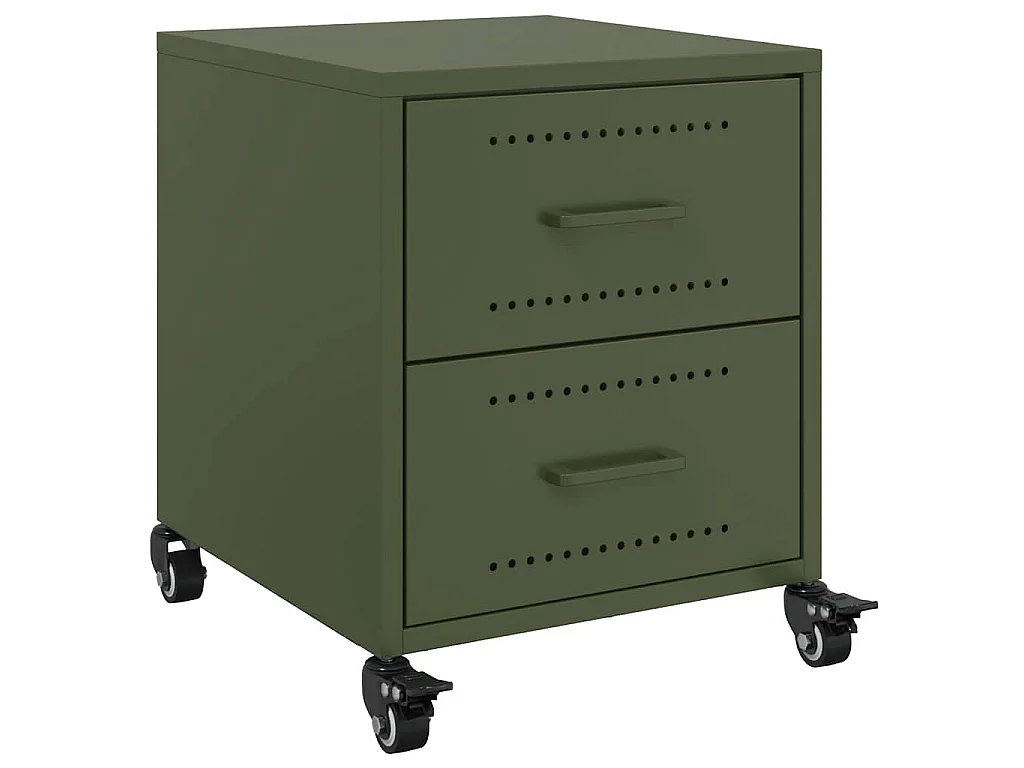 Tables de chevet 2 pcs vert olive 36x39x43,5 cm acier